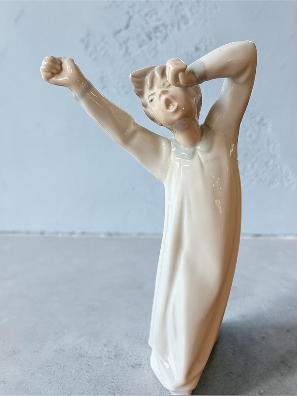 Lladro Spain,  “Boy Awakening”, #4870, Glossy Finish, Porcelain, MINT Condition